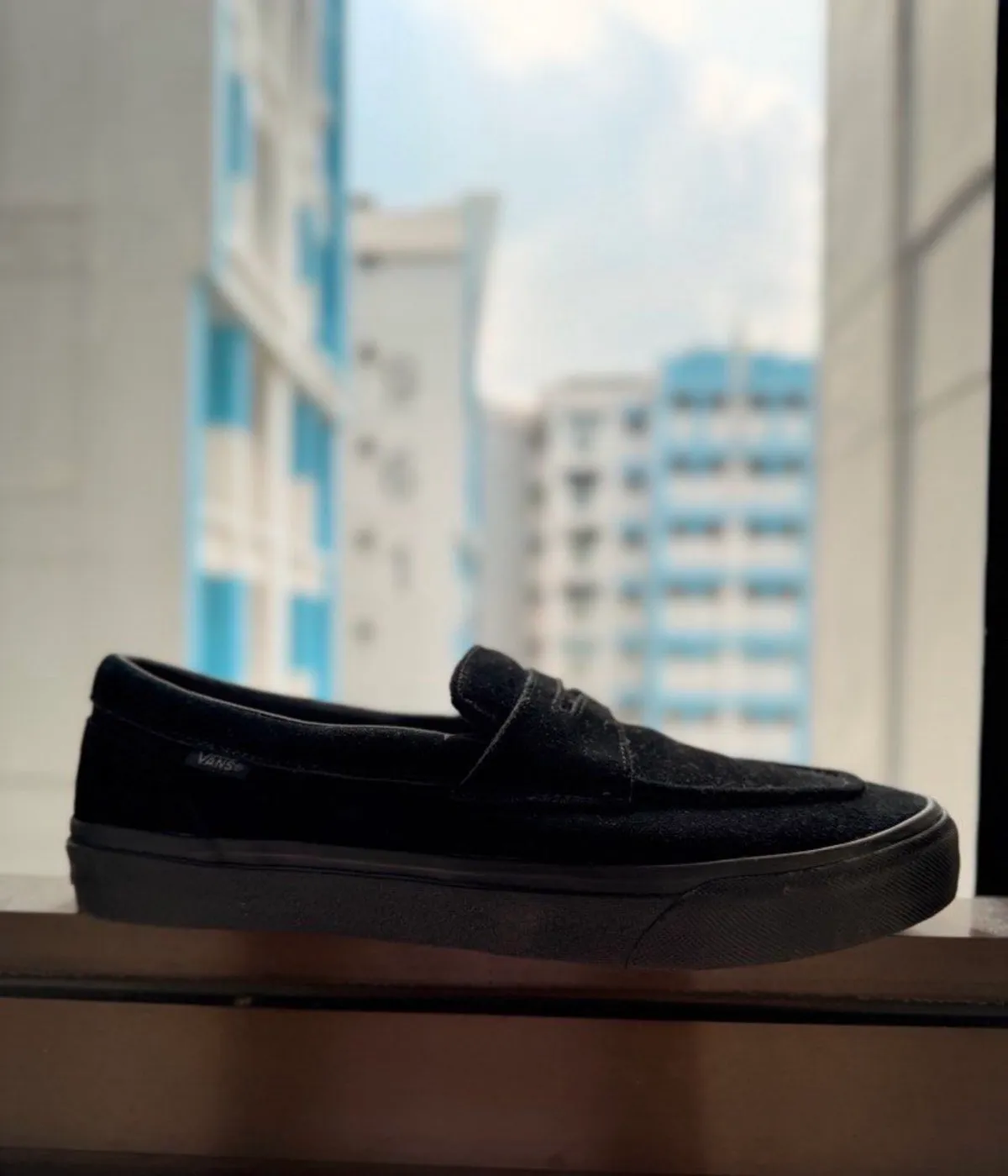 Vans Black Suede Penny Loafers
