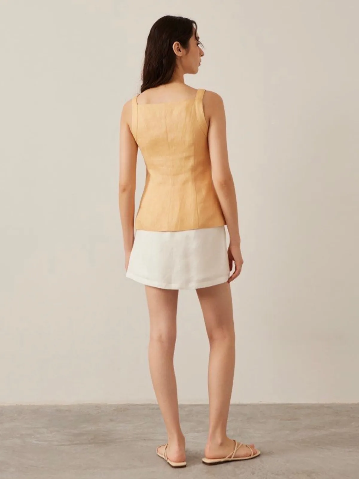 Our Second Nature  Our Second Nature Yellow Linen Square Neck Tank Top & Wide Leg Pants Set - Photo 2