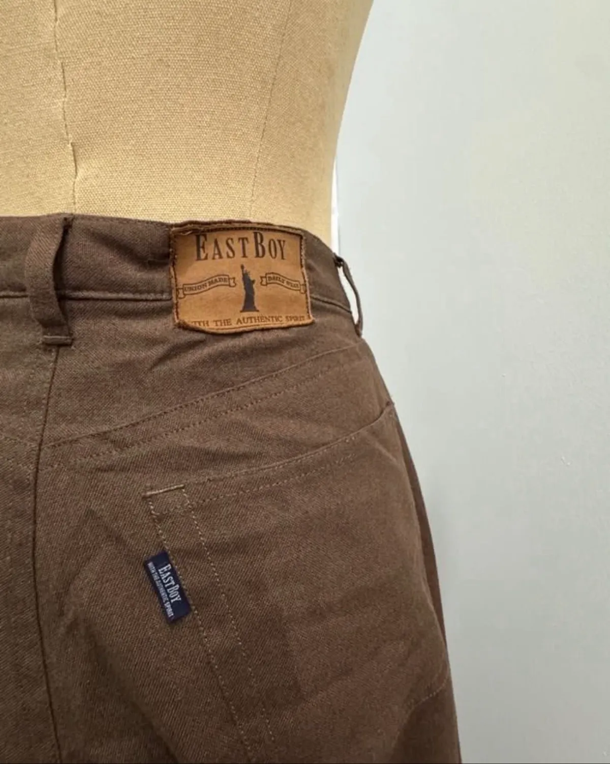 East Boy Chic Vintage High Waist Brown Boyfriend Trousers - Photo 3
