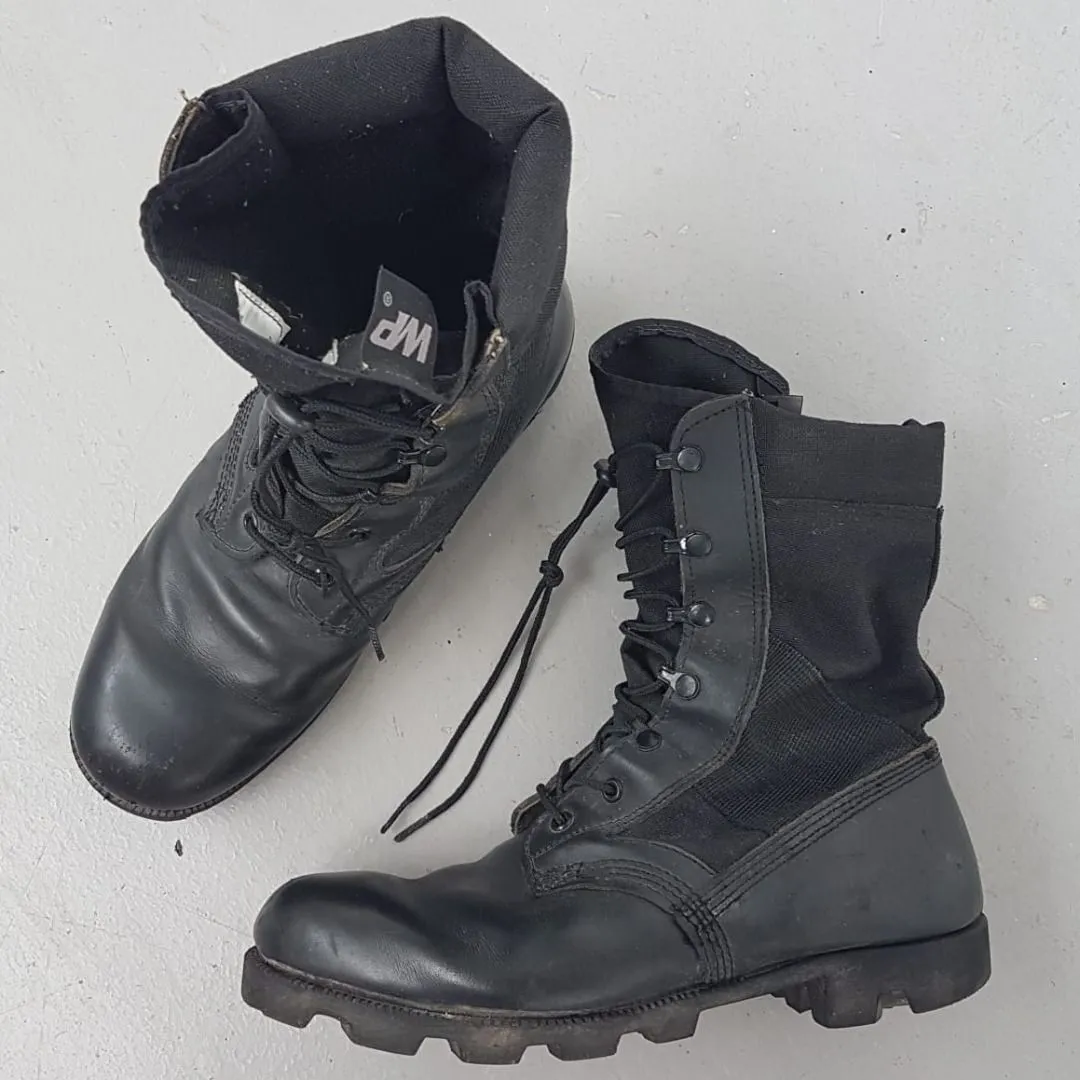 WP Original WP Boots, Black Leather Boots, US 8, UK 7, EU 41, Vintage Tactical Boots, High Top Safety Shoes, Waterproof, Cosmopolitan, Retro Heavy-Duty Boots, Sophistication, High Performance, Foot Protection, All Terrains, Hiking, Trekking, Adventures - Photo 3