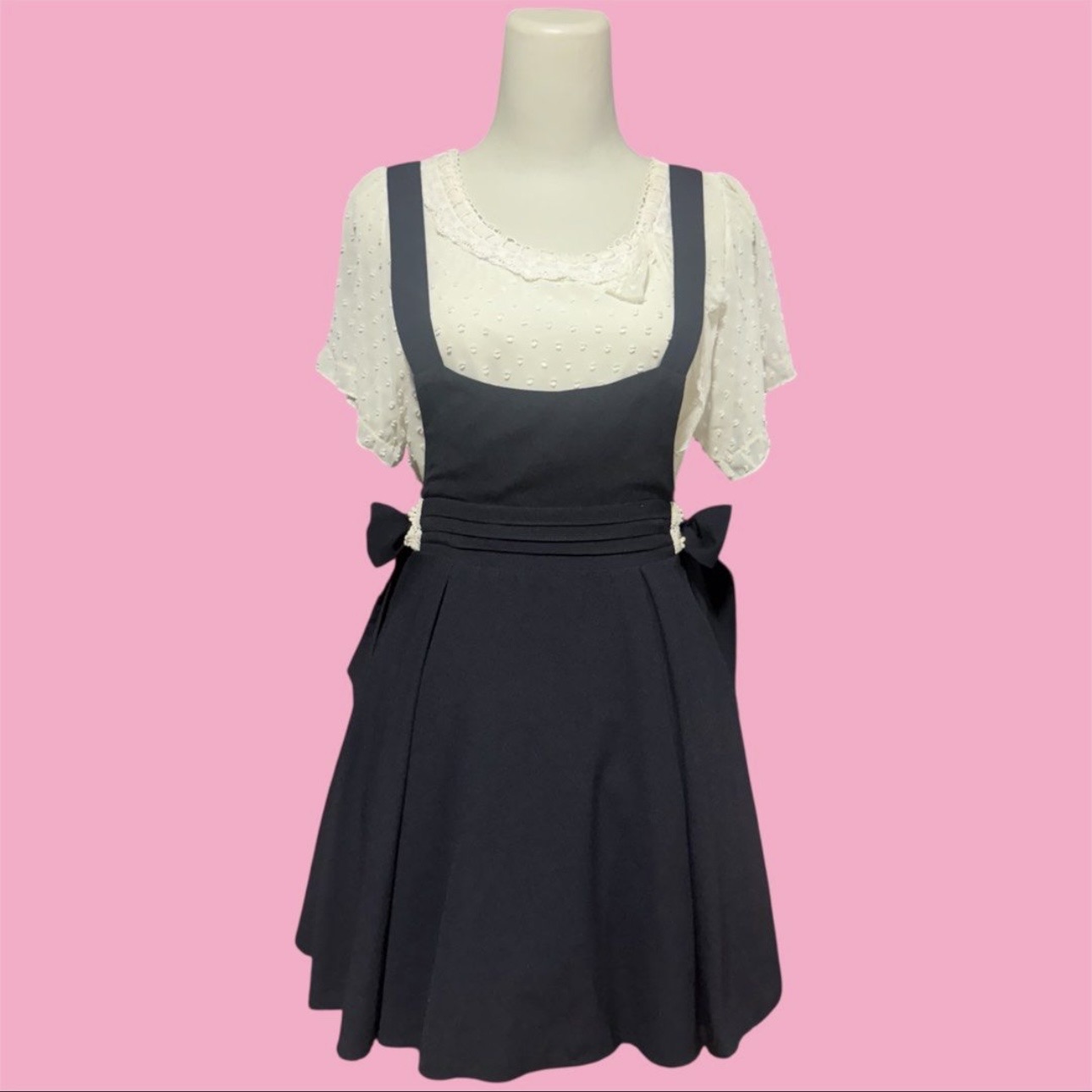 jfashion jirai kei navy blue pinafore suspender skirt
