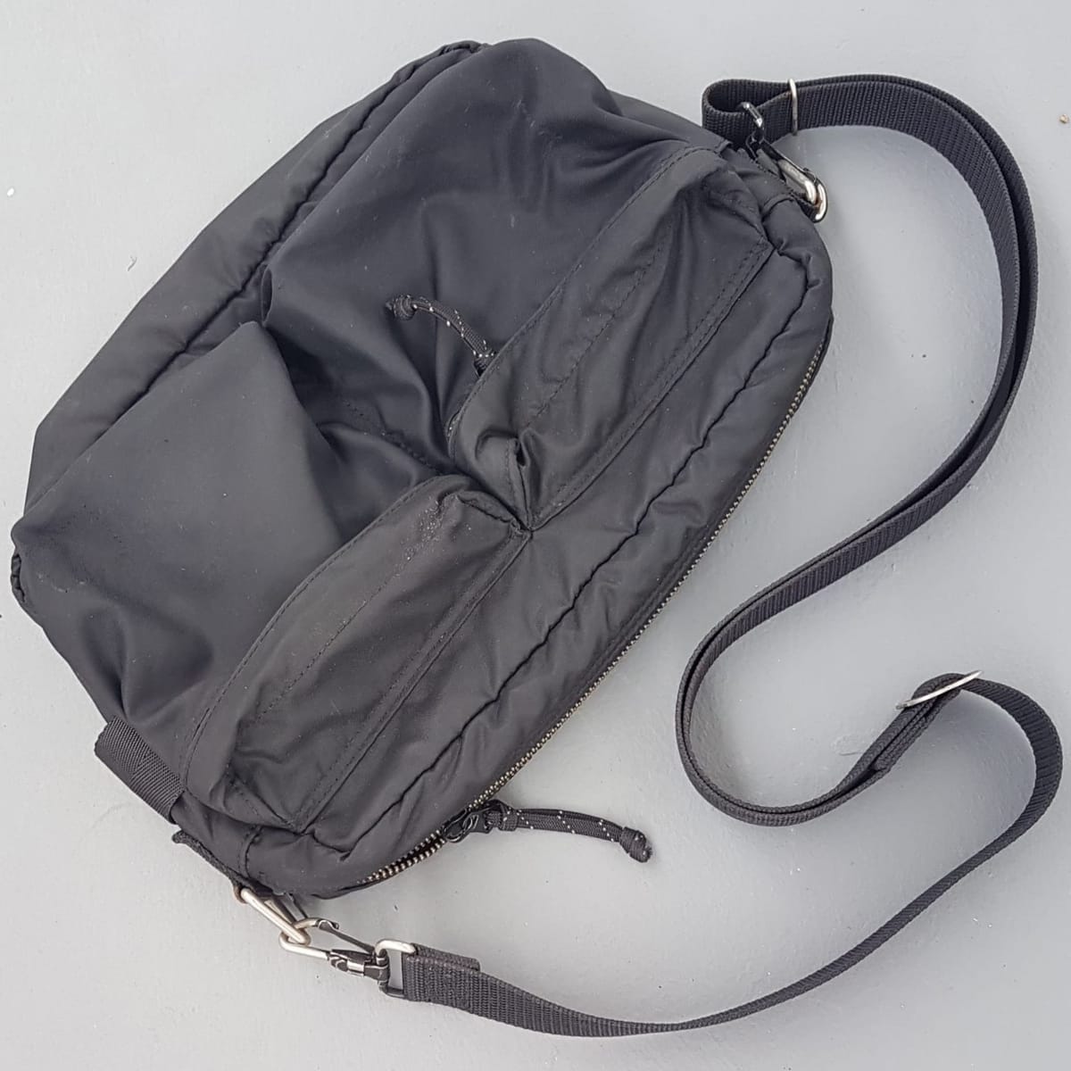 Original Porter International Crossbody Shoulder Bag, Luxury Black Nylon Bag, Cosmopolitan, Made in JAPAN, Sleek Design, Sling Bag, Travel Pack, Continental, Sophistication, Urban Style, Streetwise, Timeless Appeal, Pop Culture, Active Lifestyle, Everyday Fashion