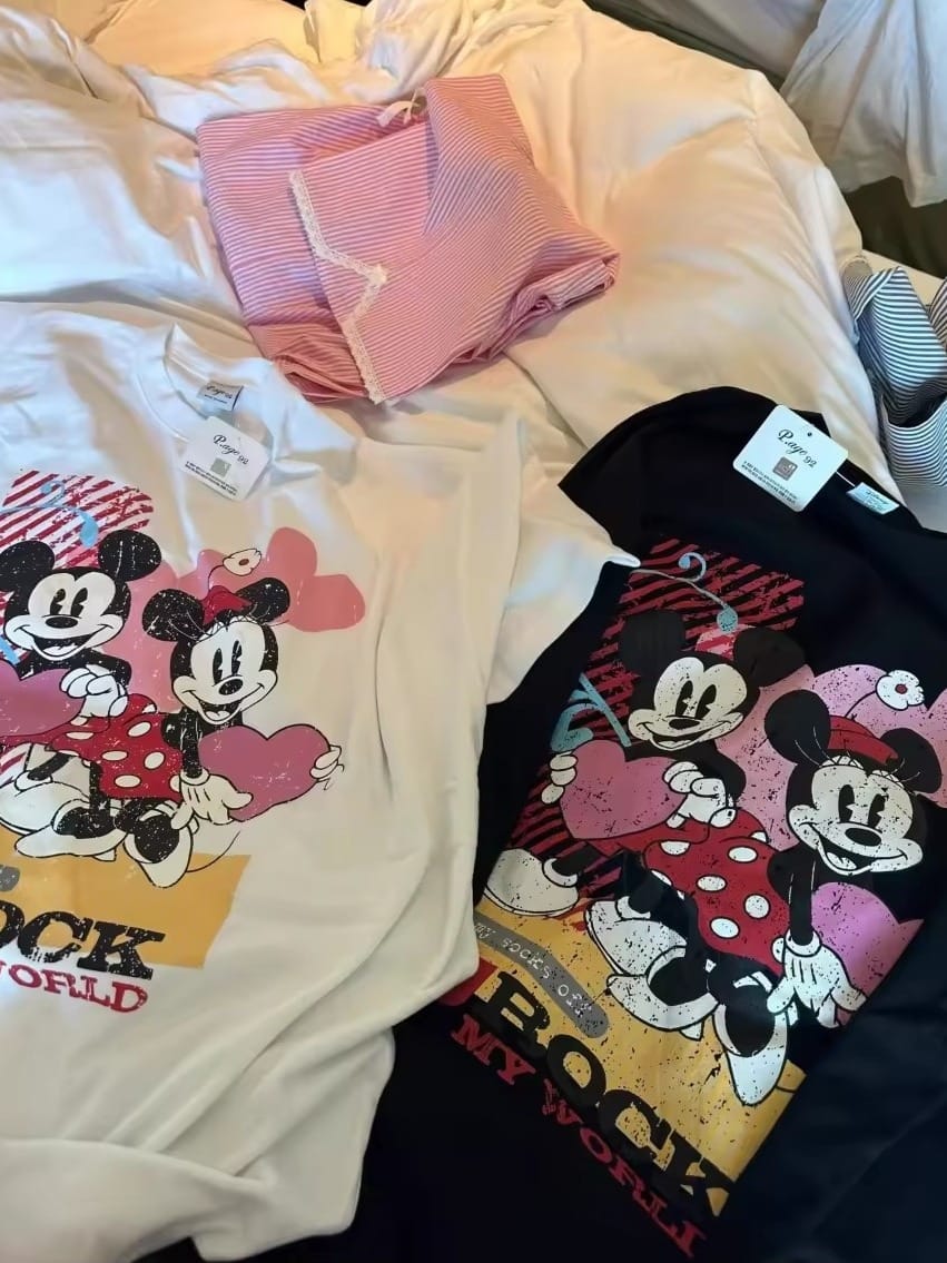 Mickey Mouse Mickey & Minnie Graphic Oversized Tees - Photo 2