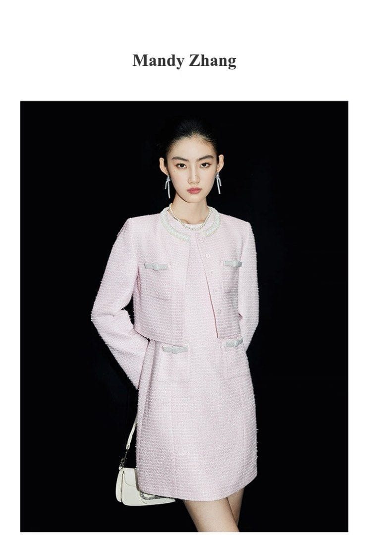 MandyZhang Elegant pink jacket-dress combo for chic vibes