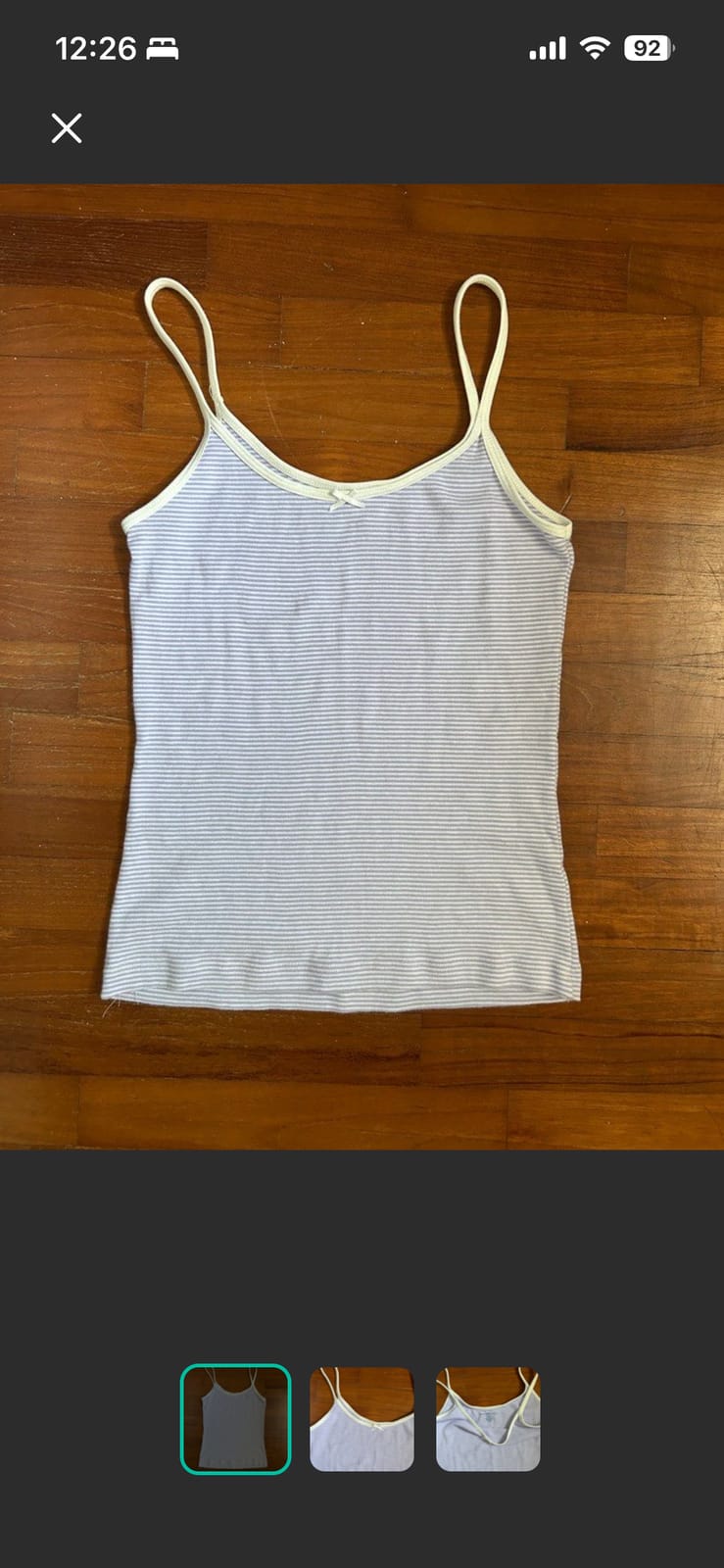 Brandy Melville Purple & White Striped Bow Tank XS