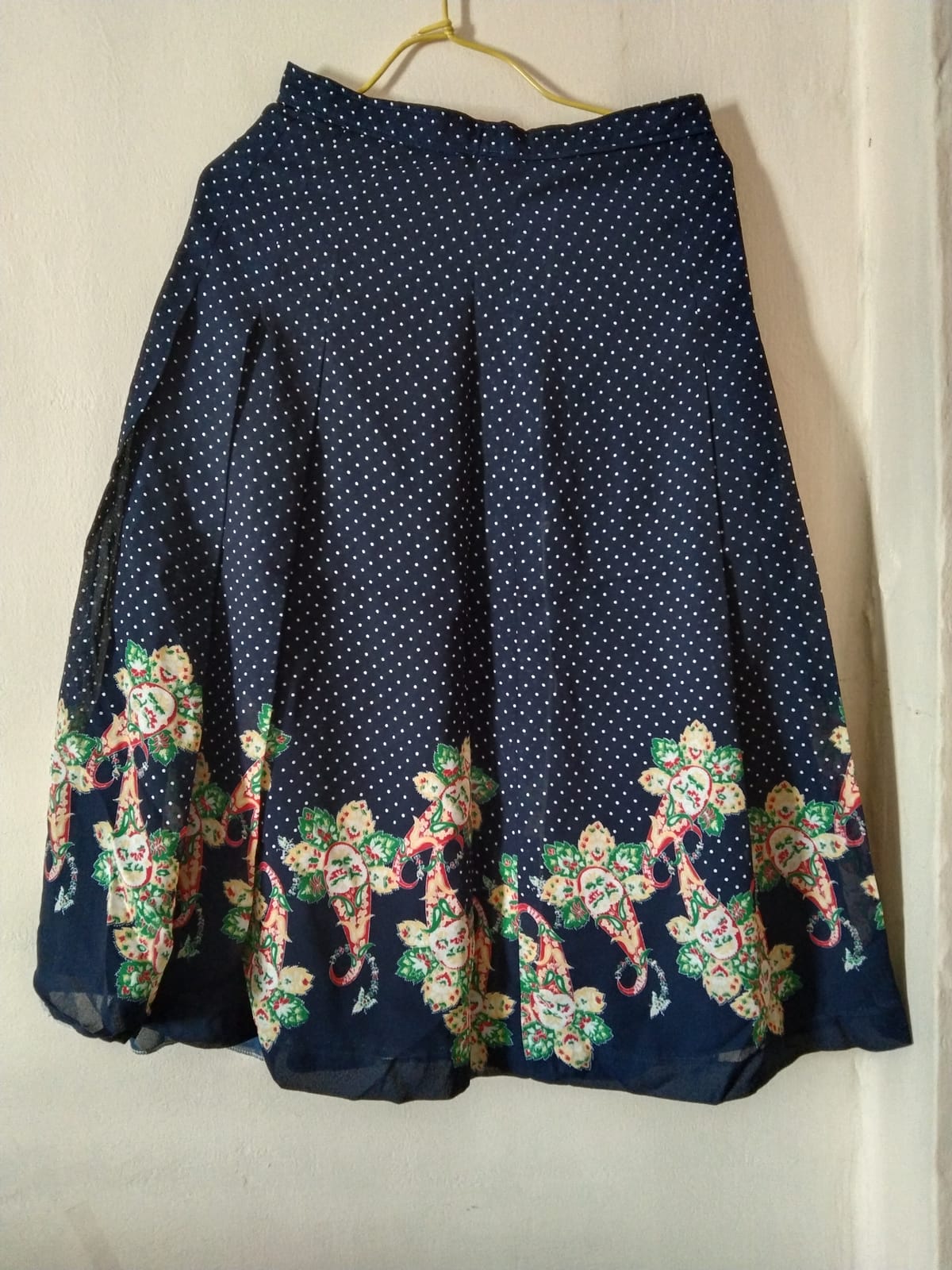 Polka Dot & Floral Patterned Skirt