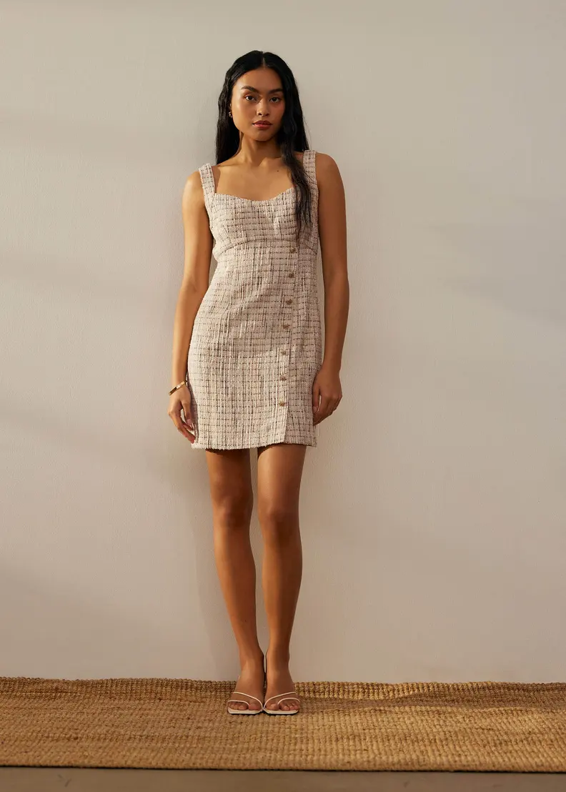 Love Bonito Tweed Sweetheart A-line Mini Dress