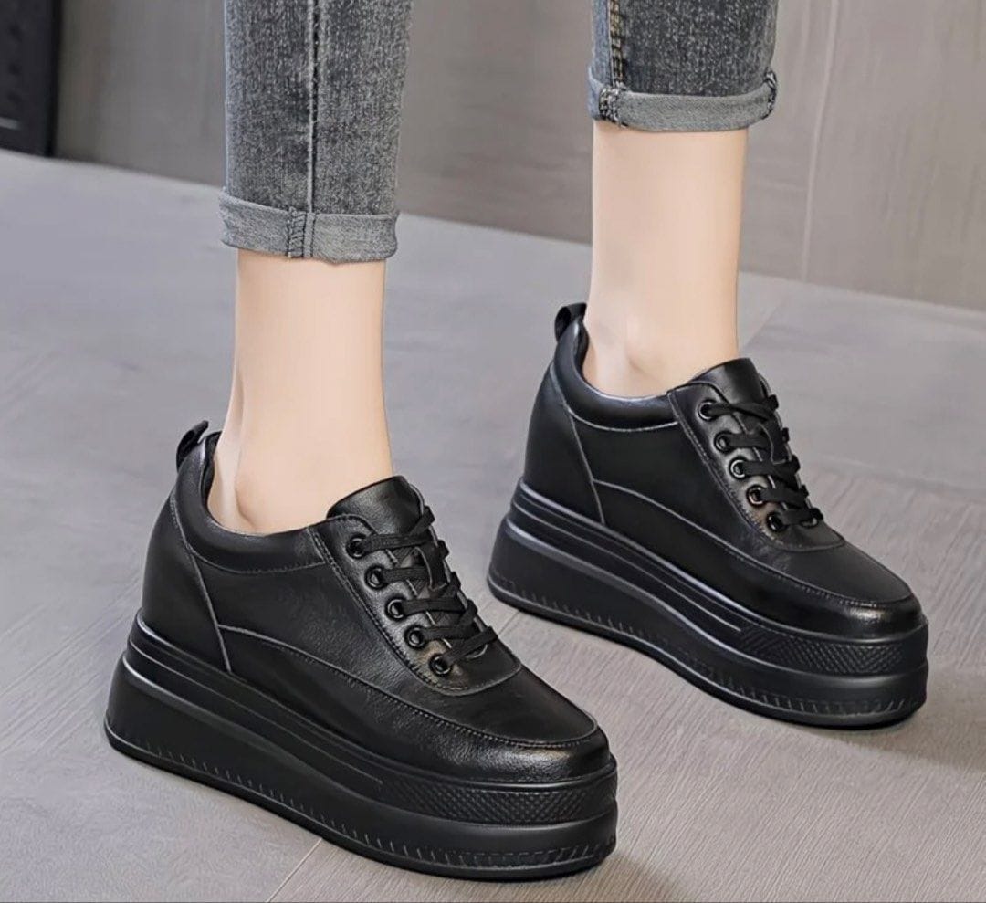 Chunky Black Leather boots
