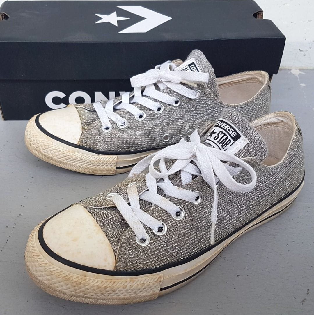 CONVERSE Original Converse All Star Sneakers, Cosmopolitan, Classic Silver Shoes, US 7, UK 5, EU 37.5, CM 24, Sleek Model, Sophistication, Old Skool Design, Urban Style, Pop Culture, Hip Hop, Rock Star, Cult Street Fashion, Surf, Skate, Stunt, Streetwise - Photo 2