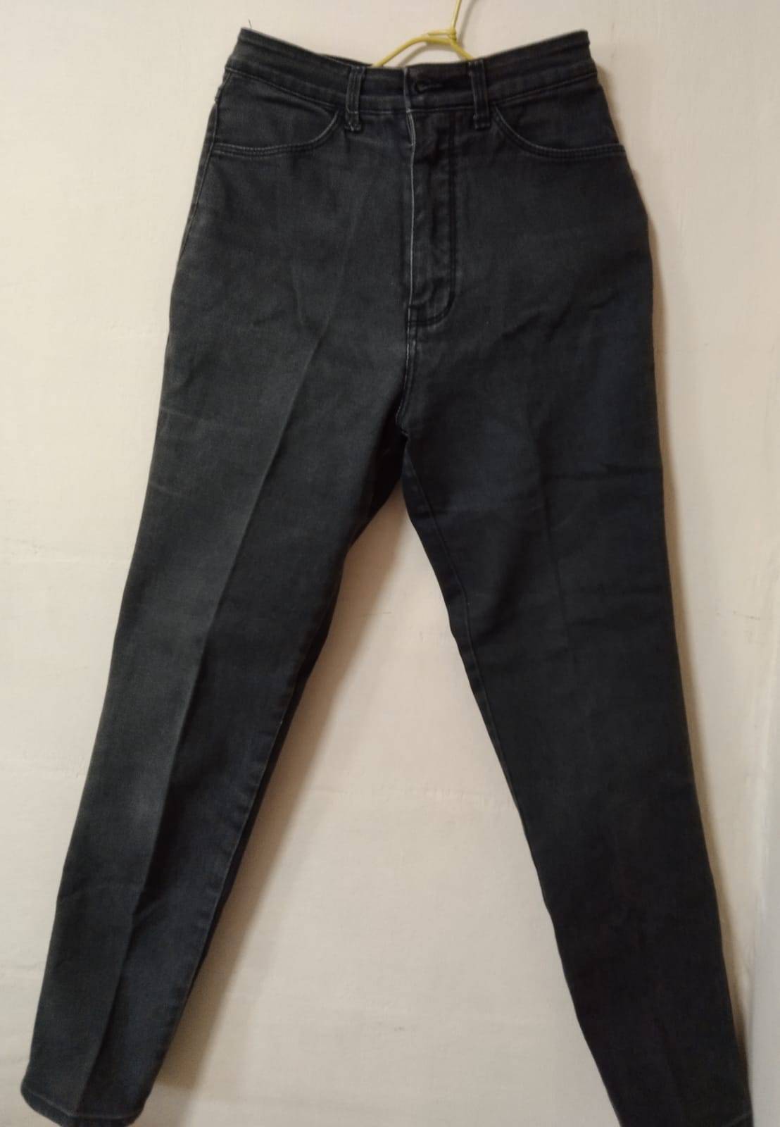 High-Waisted Slim Black Jeans