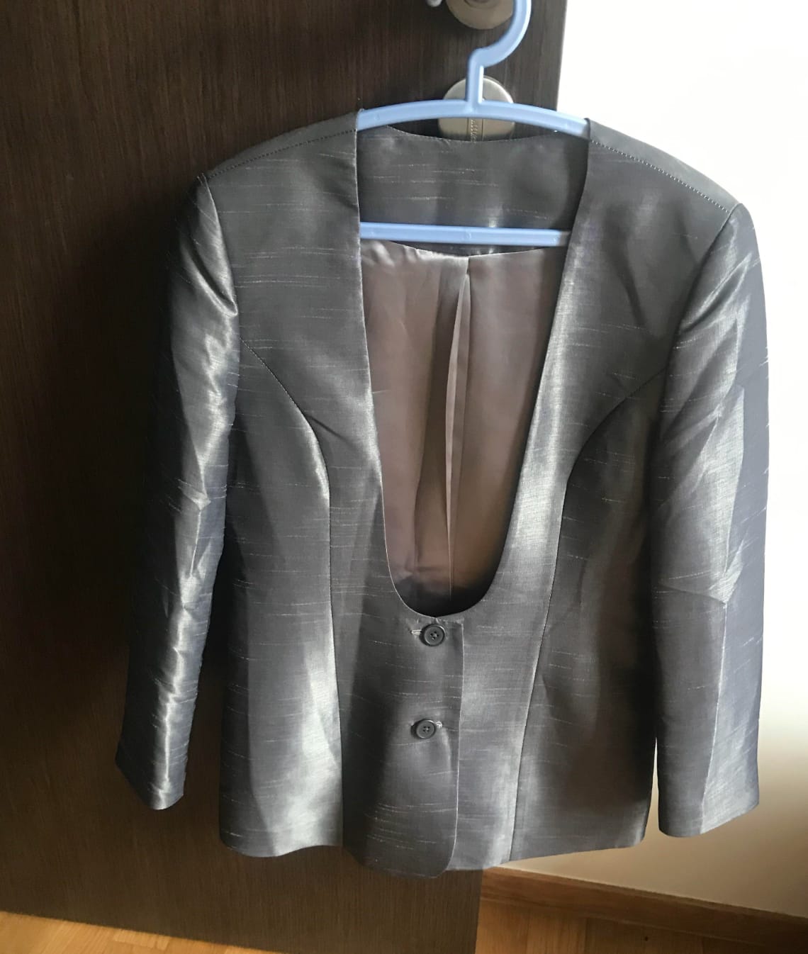 Grey thai silk long Blazer
