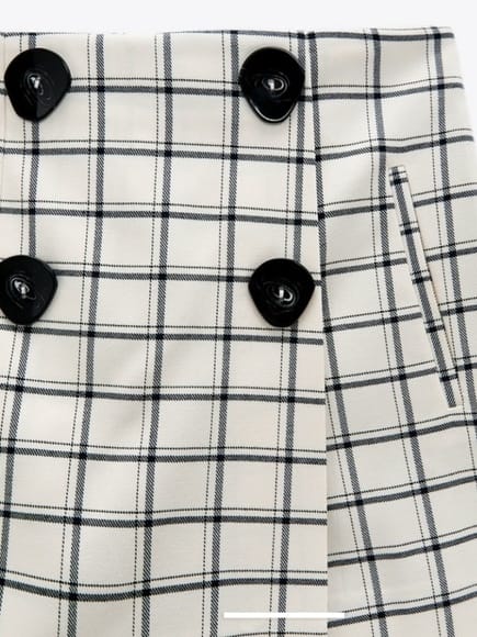 ZARA Ecru/Black Checked Bermuda Skort (M) - Photo 5