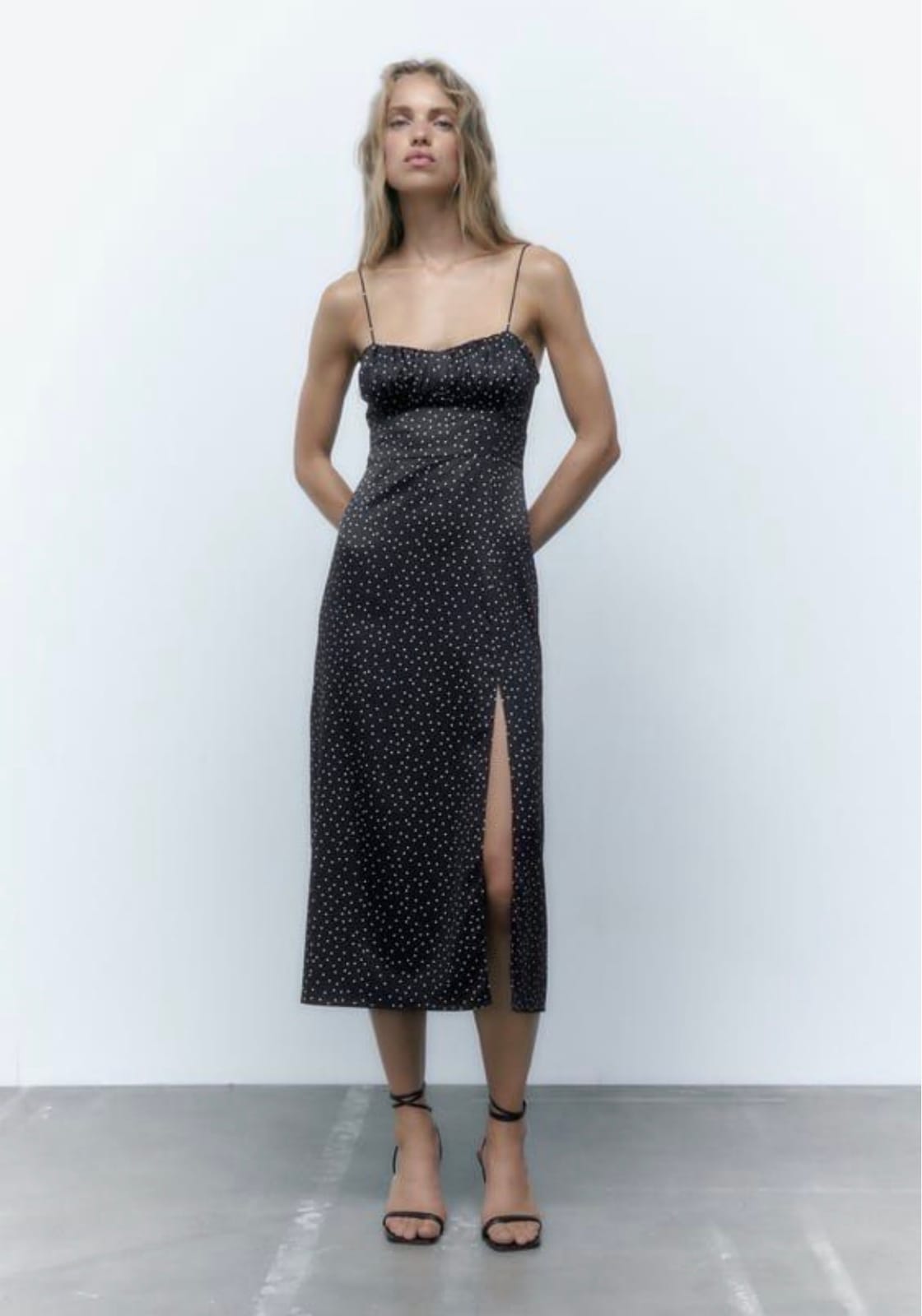Zara Zara Polka Dot Slit Midi Dress - Photo 3