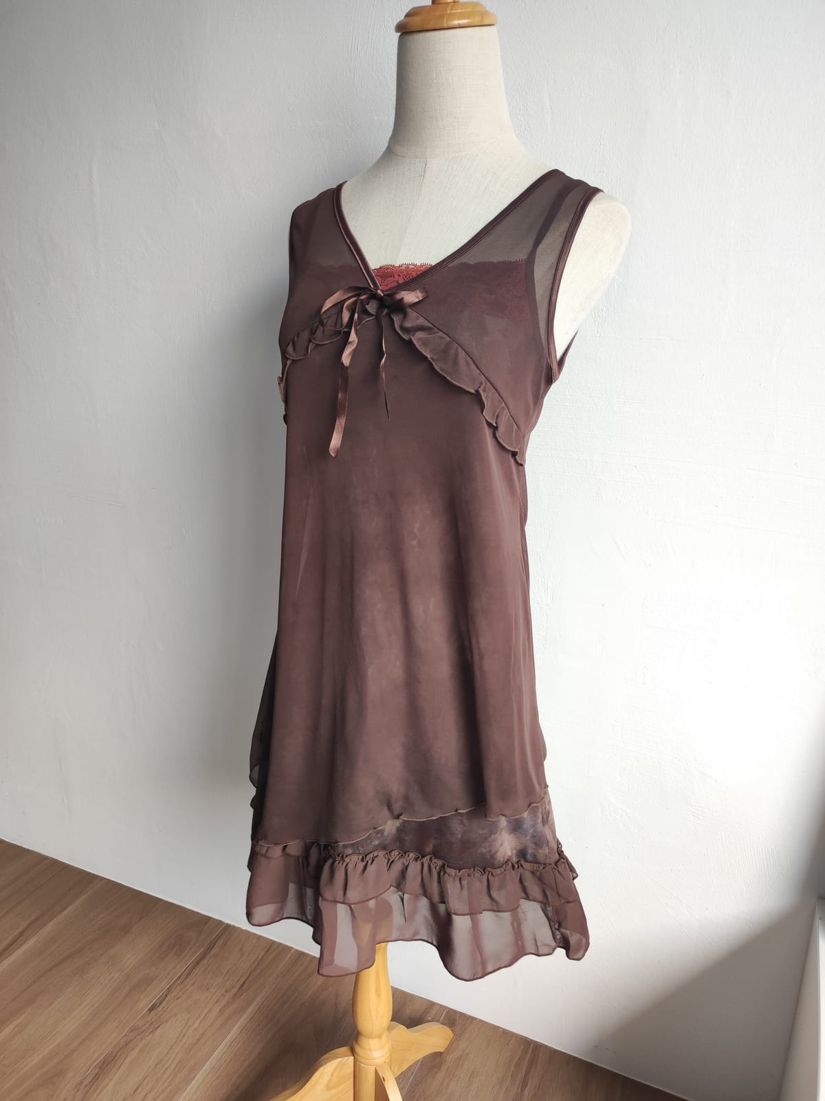 Earthy Brown Morigirl 2 Piece Bias Cut Dress