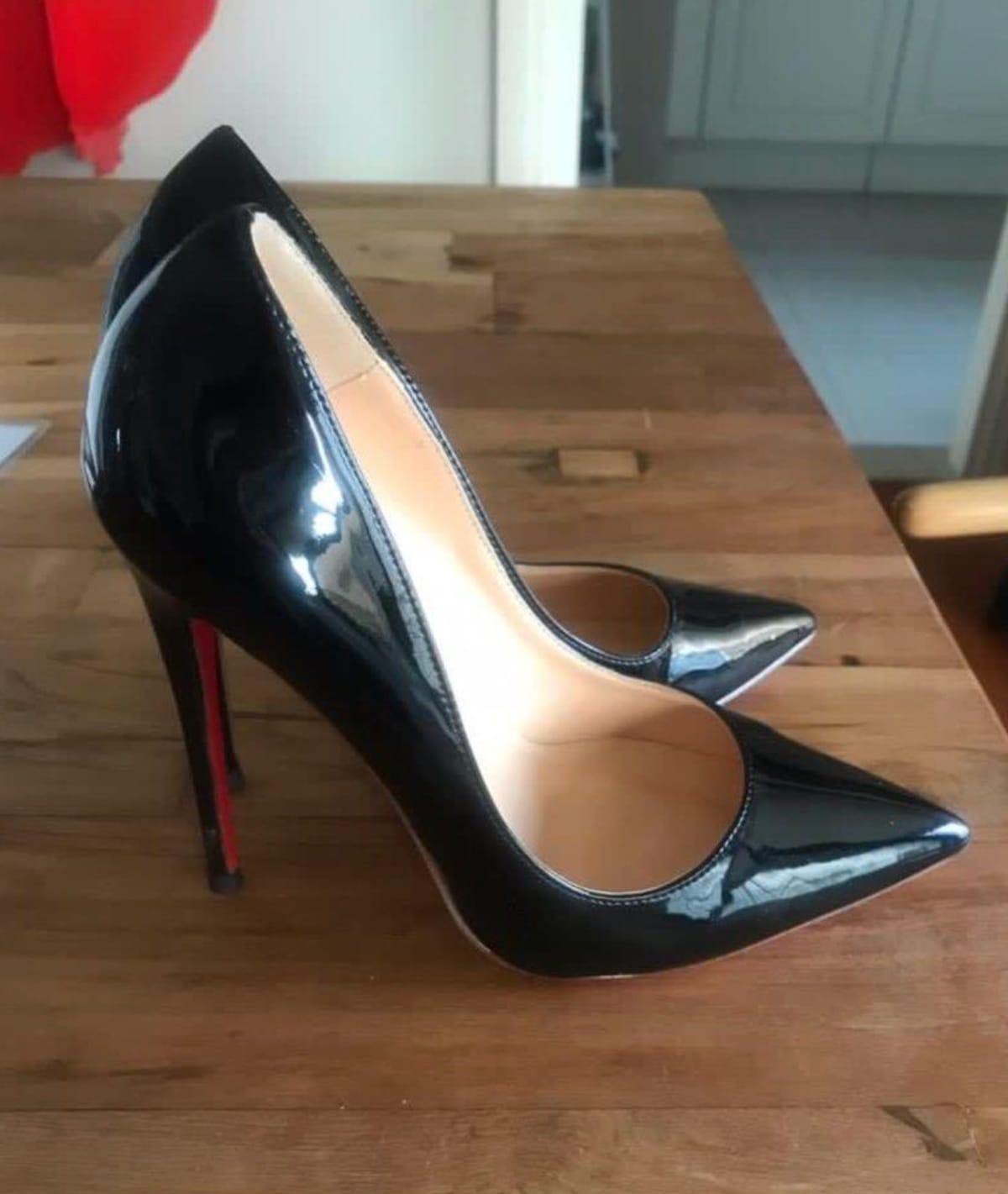 Glossy Black Stiletto Heels - Louboutin style 