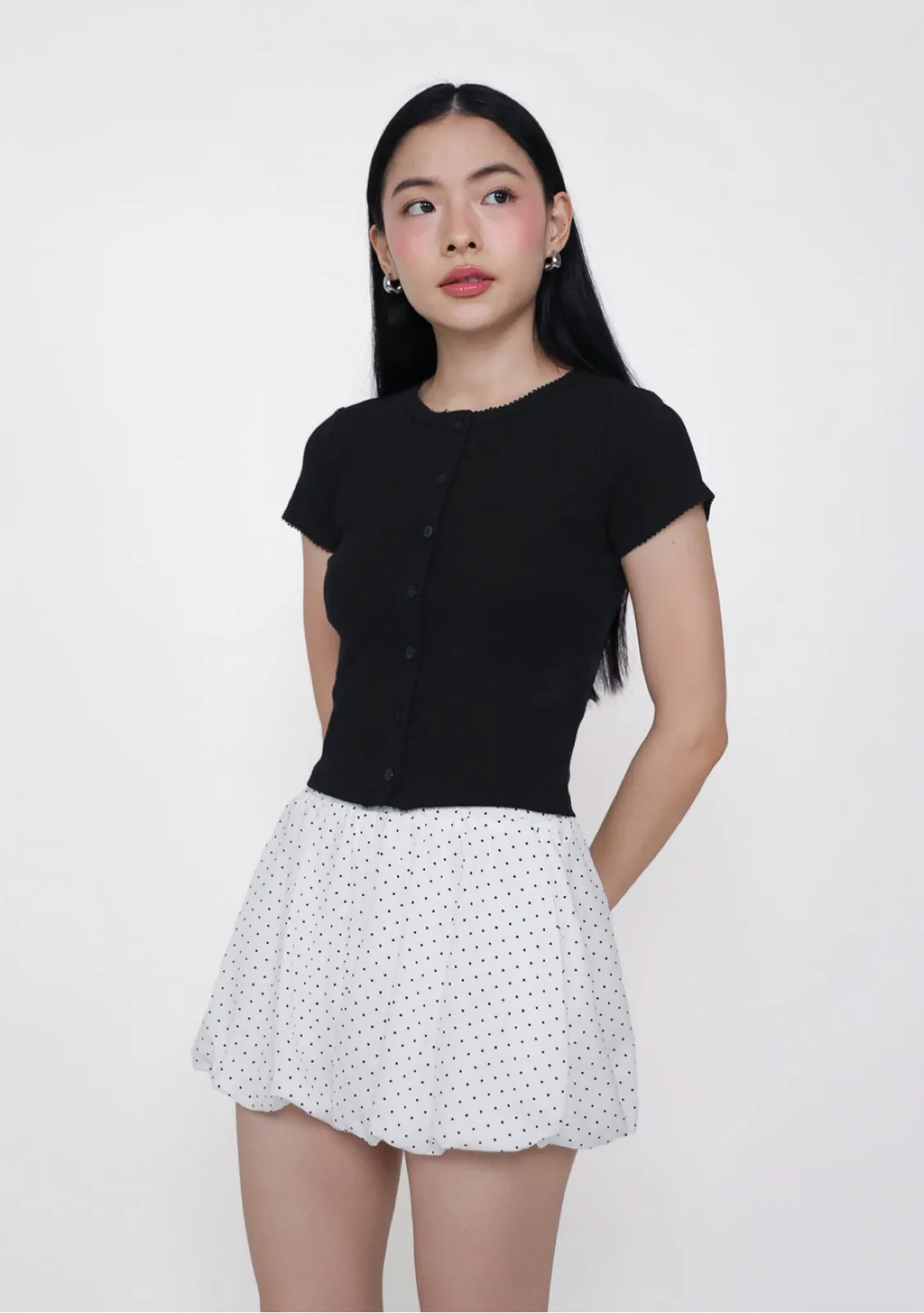 The Tinsel Rack TTR Mito Ribbed Button Top - Photo 2