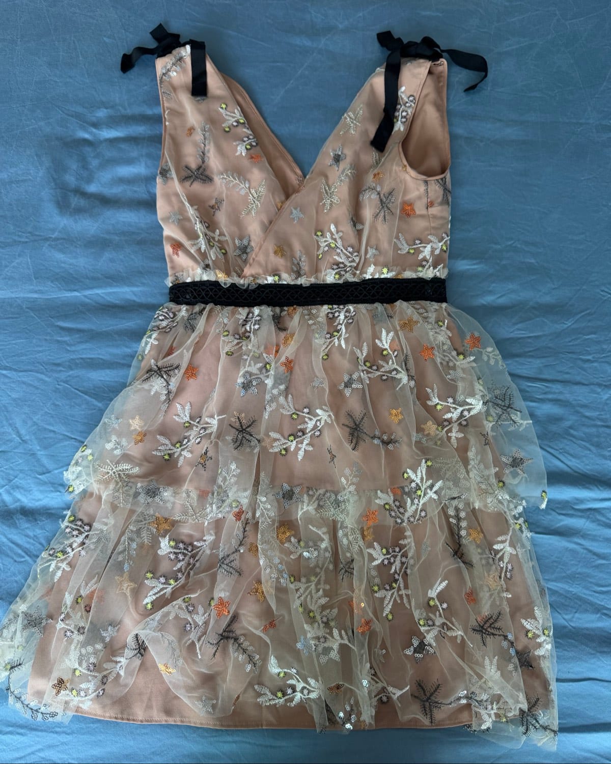 Self Portrait Embroidered Mini Dress