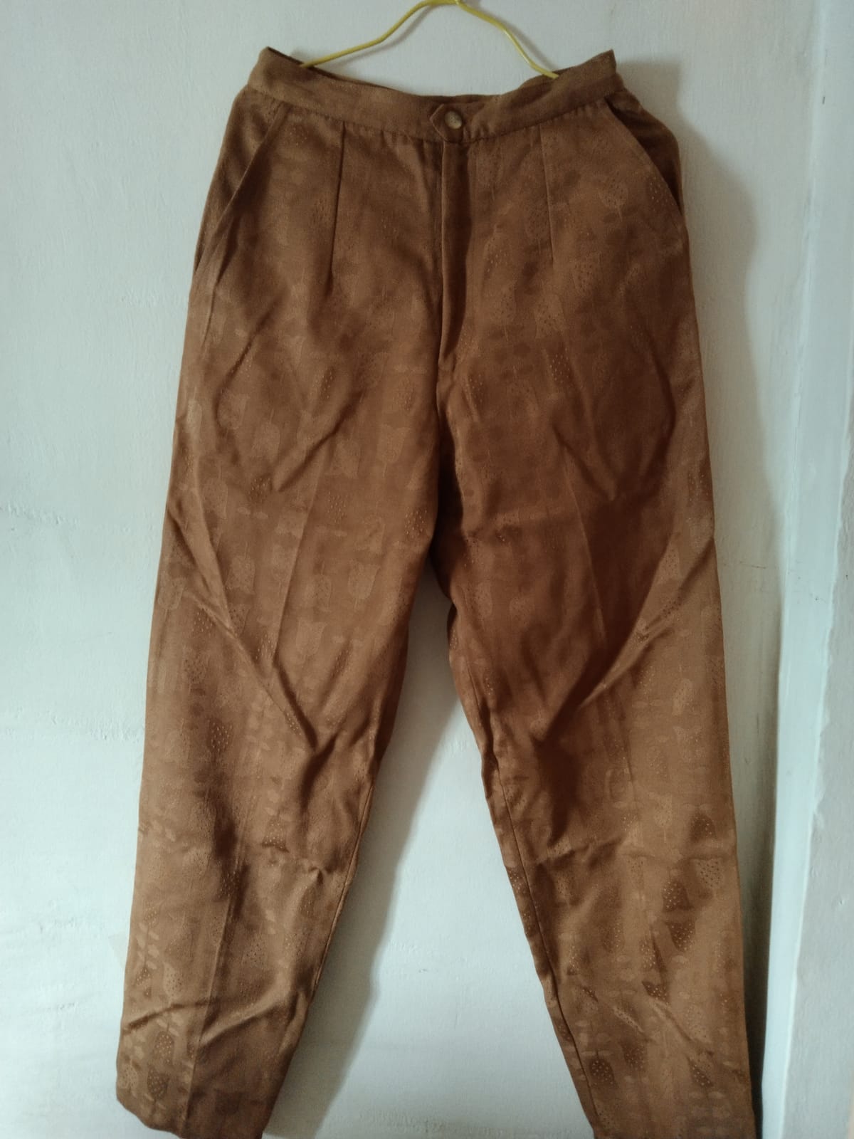 Vintage Brown Textured Trousers