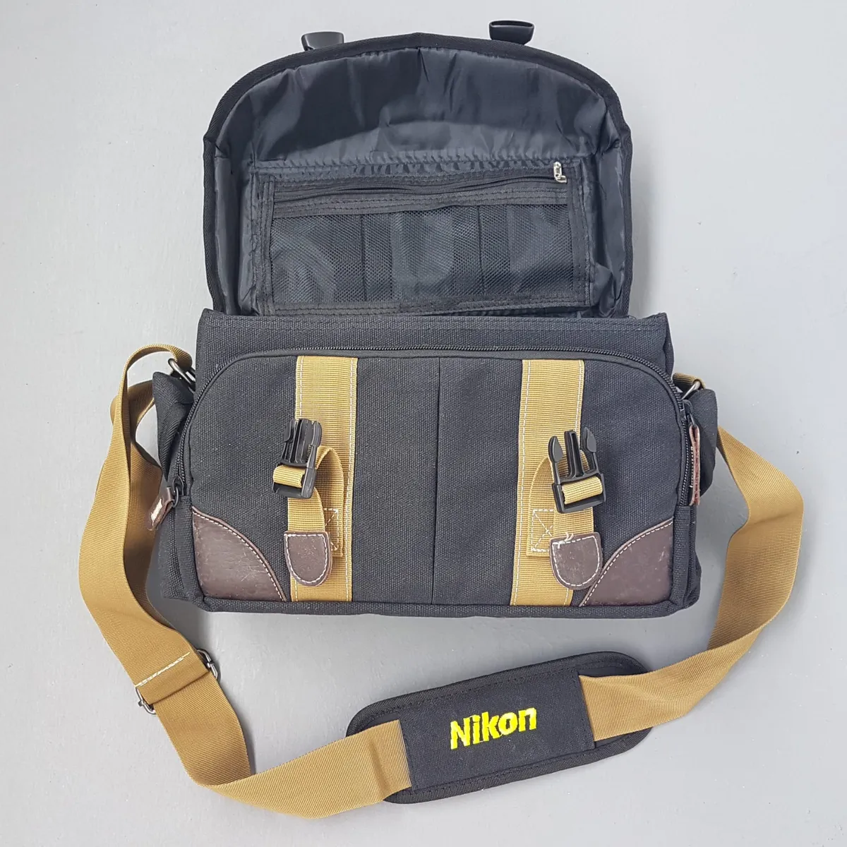 NIKON Original NIKON Fashion Bag, Camera Bag, DSLR Shoulder Bag, Cosmopolitan, Cool Black, Khaki & Brown Carrier, Adjustable Sling, 5 Protective Slots, Camera Body, Lenses & Accessories, Waterproof, Timeless Appeal, Sophistication, Streetwise, Outdoor Gear - Photo 9