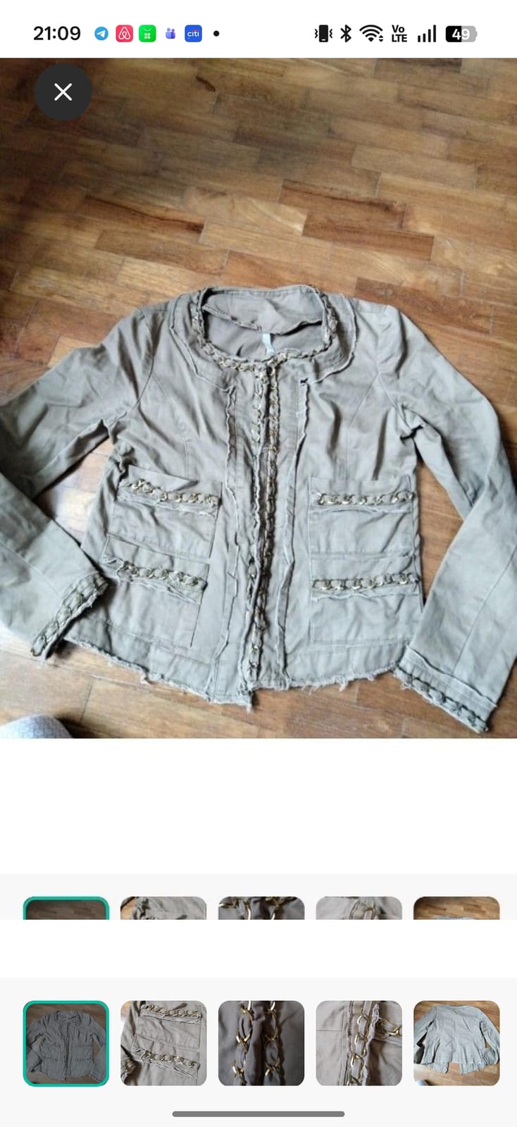 Stylish Olive Chain-Detail Jacket