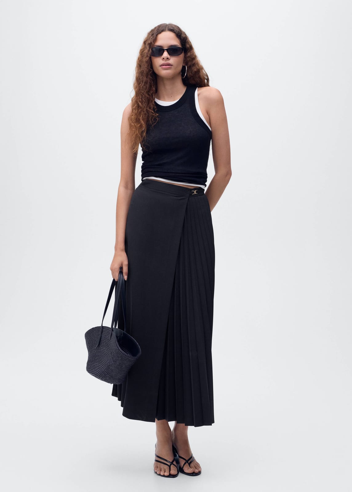 Mango MNG Pleated Crossover Skirt