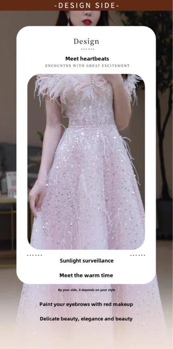 Ethereal Pink Off-Shoulder Feather Gown - Photo 4
