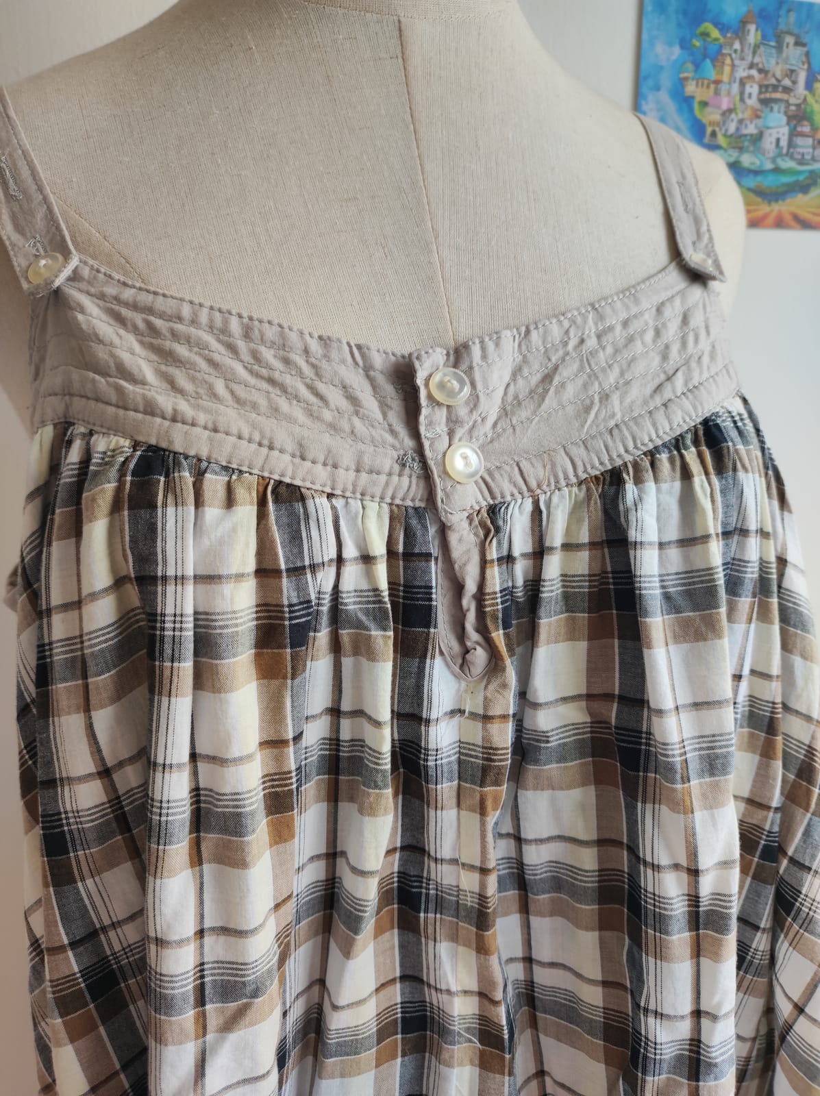 Dual Sided Grey and Plaid Cottagecore Dress  - Photo 2