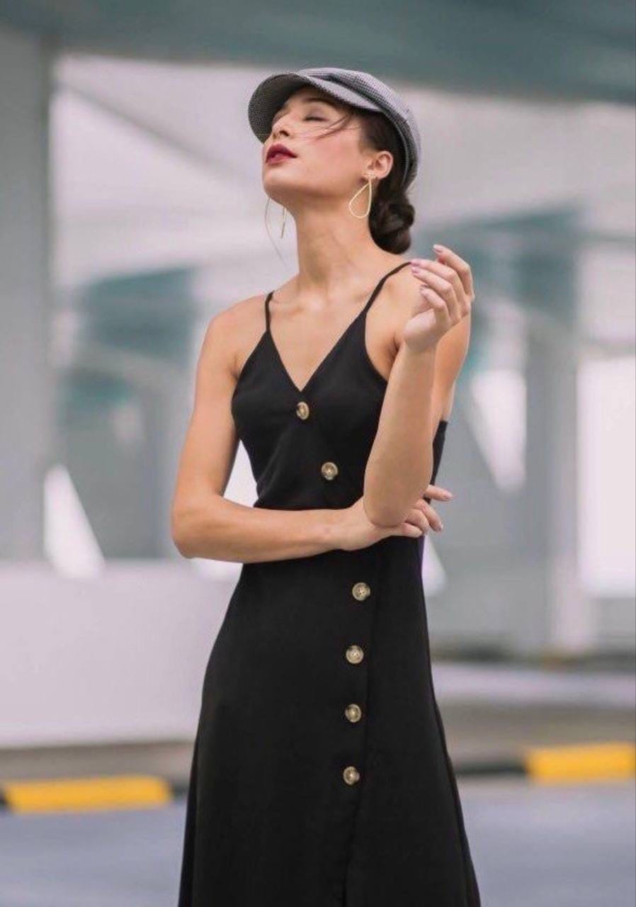 The Tinsel Rack TTR Midi Dress with Button Detail