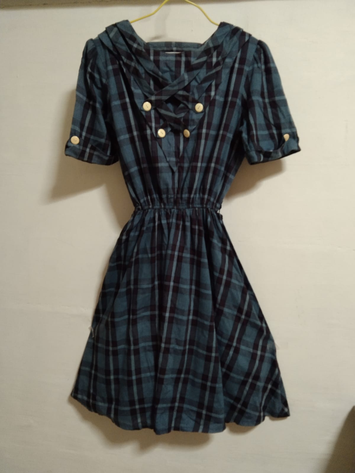 Cute Navy Plaid Sailor Dress