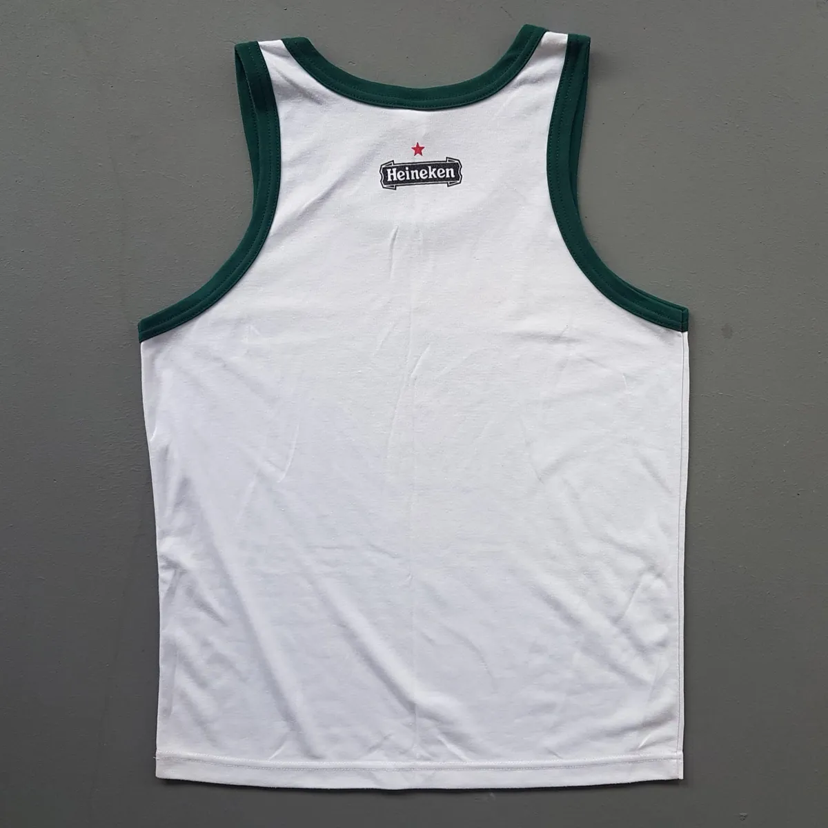Heineken Retro HEINEKEN Beer TANK Top, Cool Sleeveless T-Shirt, White Designer Tee & Green Trim, Beer Singlet, Cosmopolitan, Thailand MEDIUM, Sleek Model, Sophistication, Streetwise, Pop Culture, Roadster, Urban Style, Summer Holidays, Cult Street Fashion - Photo 2