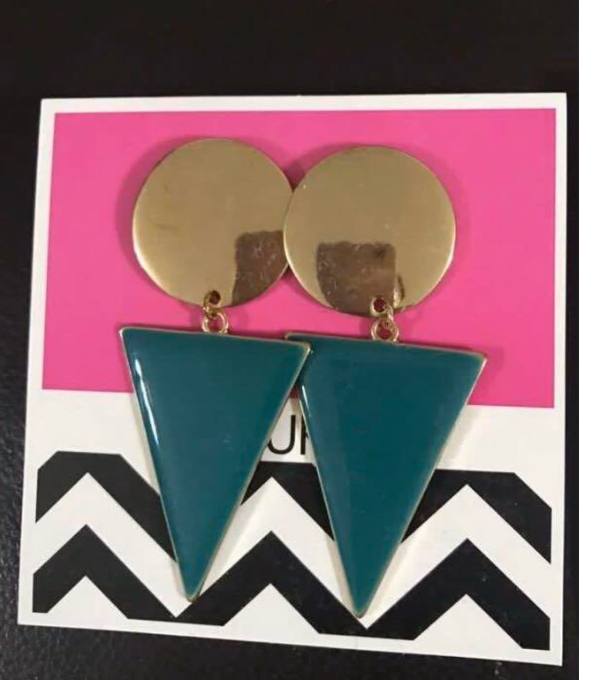 Teal Geometric Statement Earrings