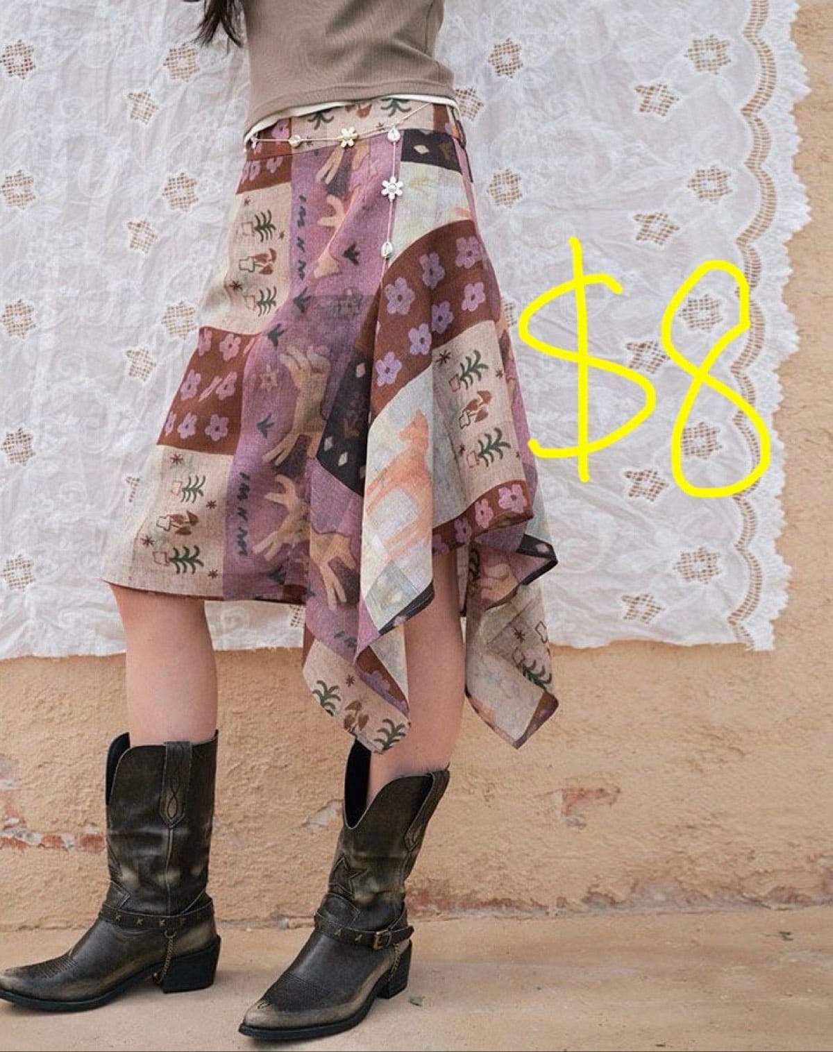 Boho Chic Handkerchief Hem Skirt