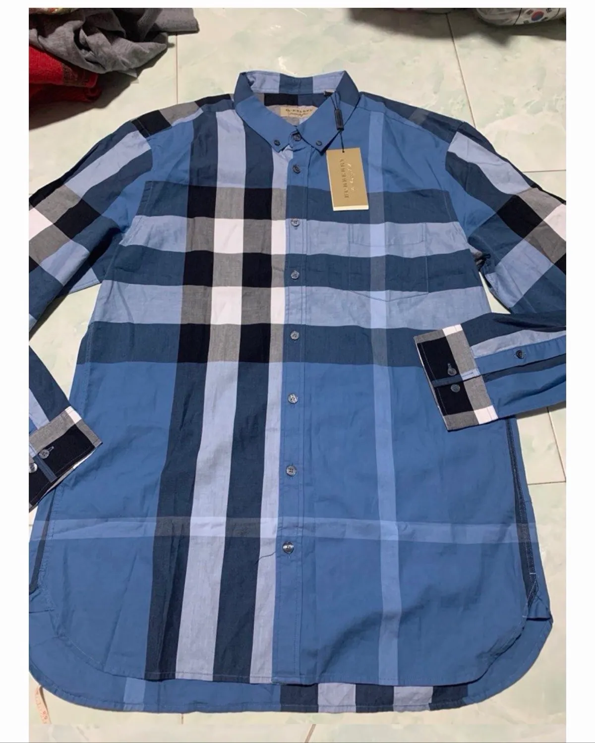 Brand new Burberry men’s checker Long Sleeve Button-Up Shirt xl ptp 58cm