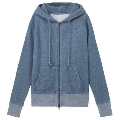 Muji Blue Zip-Up Hoodie Jacket Sweater Outerwear