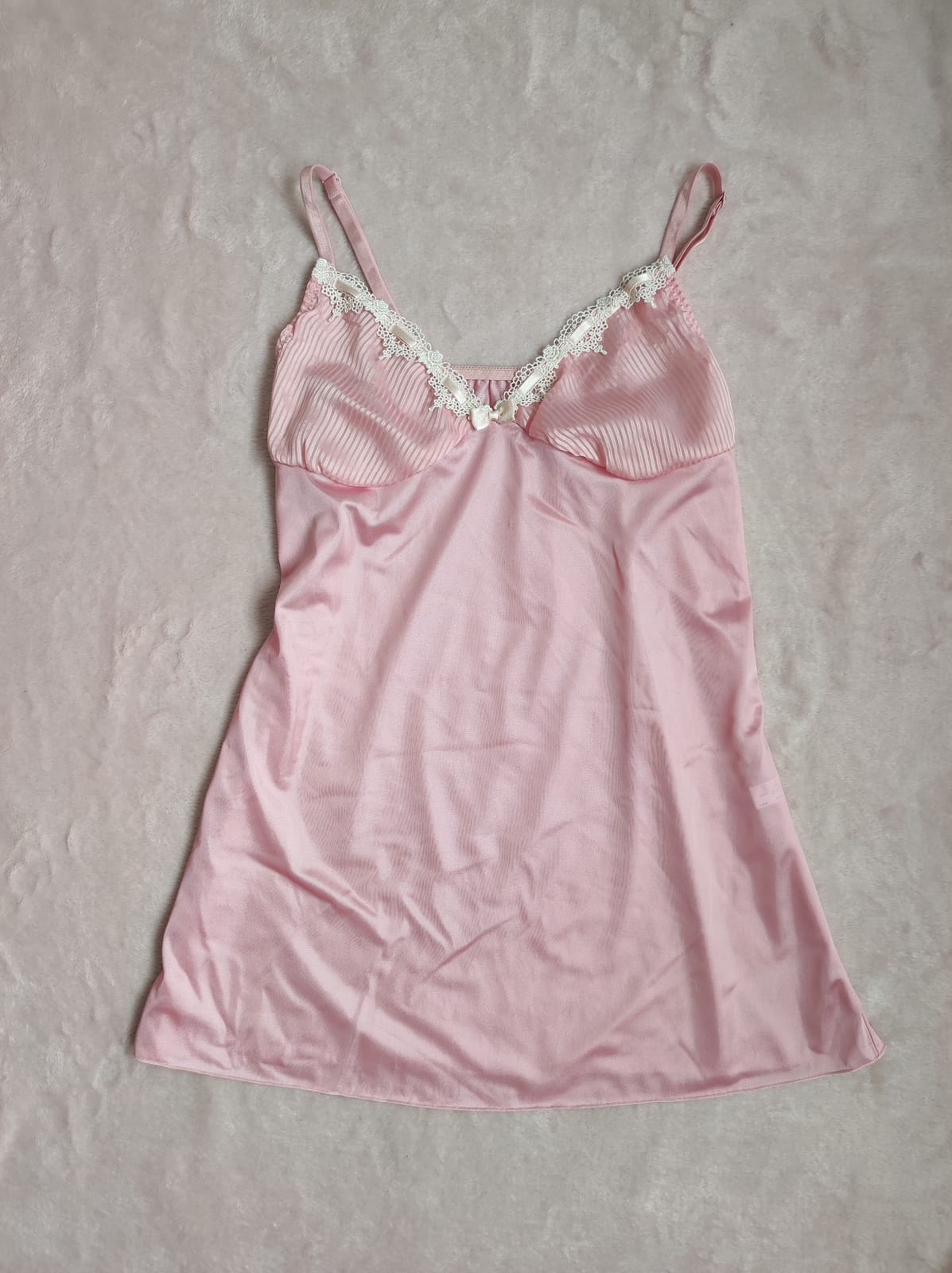 Soft Pink Satin Nightdress with Lace Trim - Photo 5