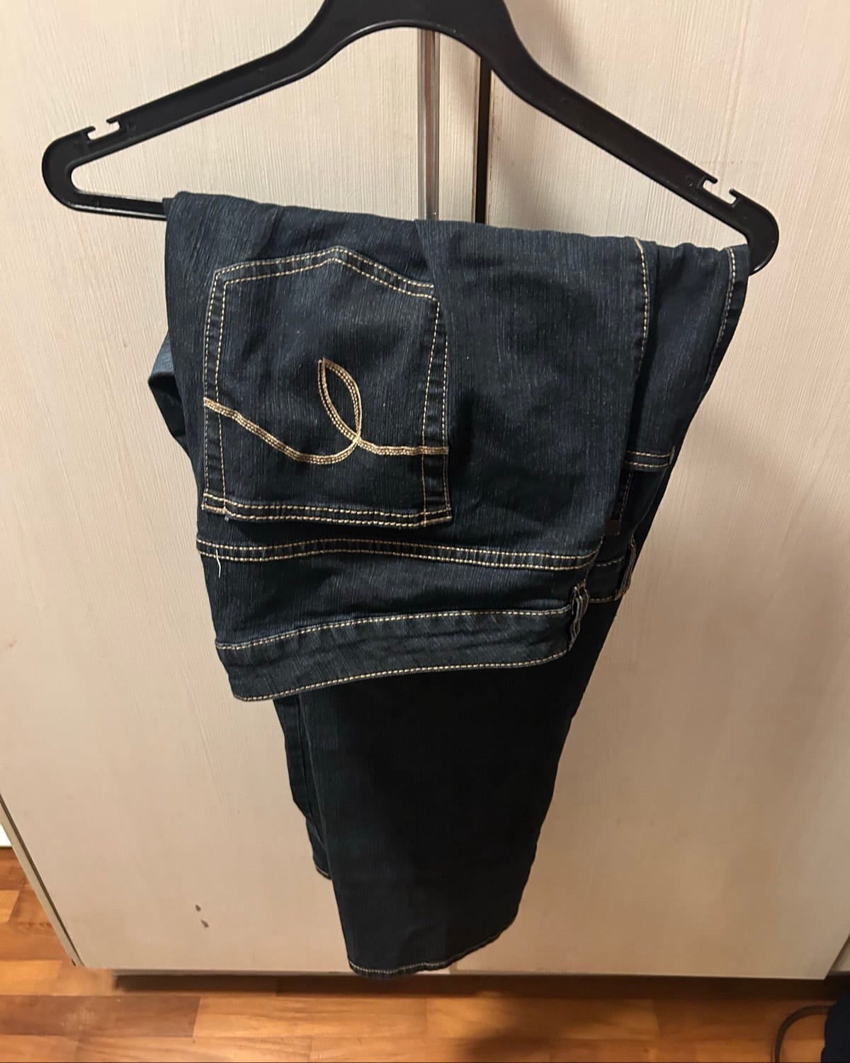 Dark Wash Denim Jeans with Contrast Stitching