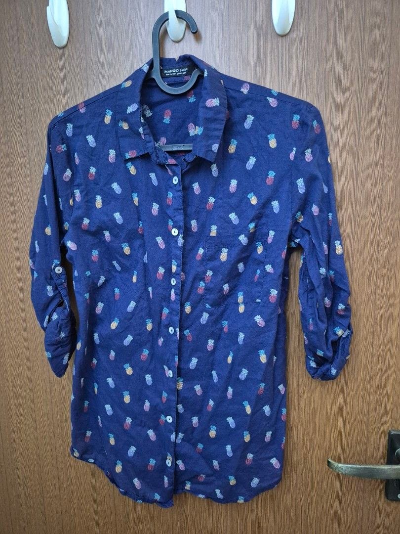 Mango Pineapple Print Shirt - XS 🌴