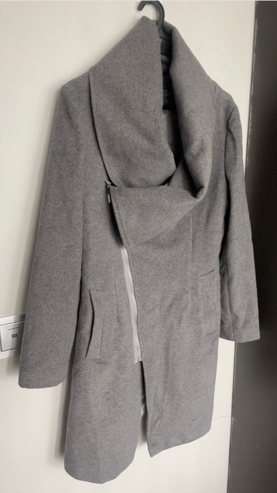 Chic Grey Asymmetrical Coat