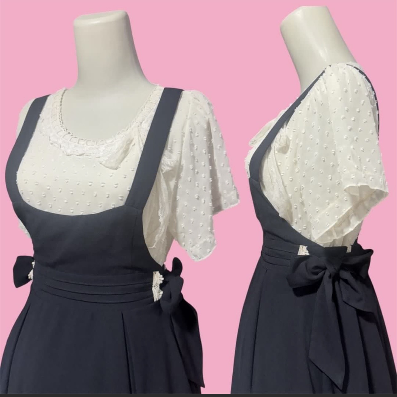 jfashion jirai kei navy blue pinafore suspender skirt - Photo 2