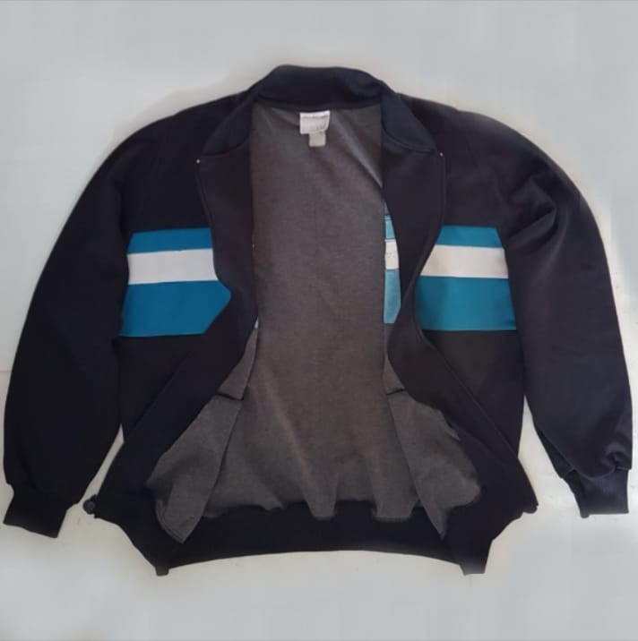 Adidas Retro Adidas Black Zipper Jacket, Blue & White Stripes, Cool XXXL Coat, Trendy Tracksuit, Cosmopolitan, Sleek ADIDAS Sweatshirt, Vintage Windbreaker, Streetwise, Oversize Outerwear, Sophistication, Roadster, Travel Essentials, Backpackers, Cult Street Fashion - Photo 2