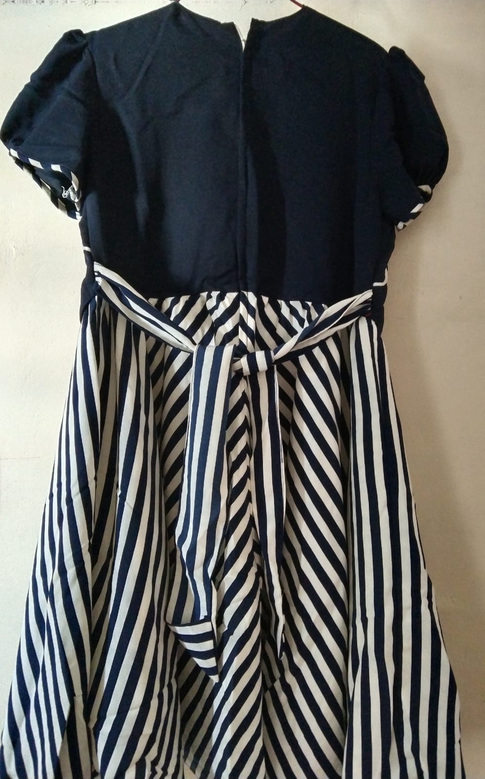 Striped Navy Dress with Embroidered Bolero - Photo 2