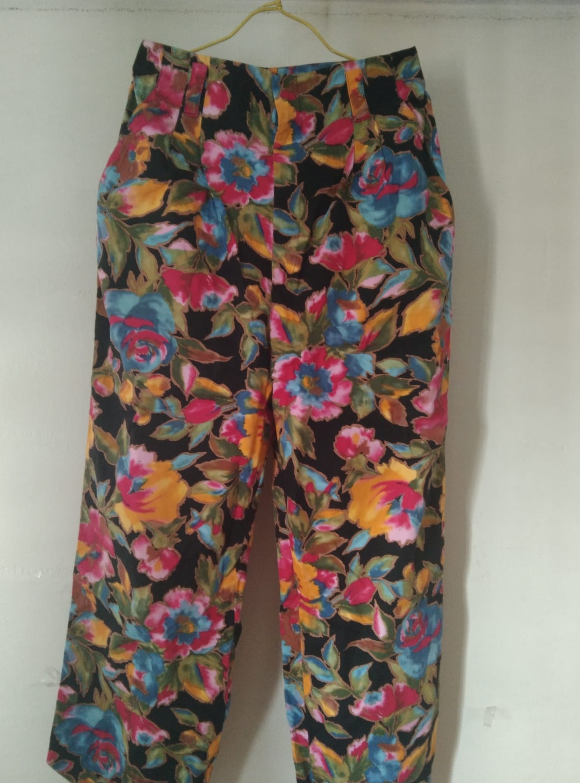Bold Floral Print High-Waisted Pants