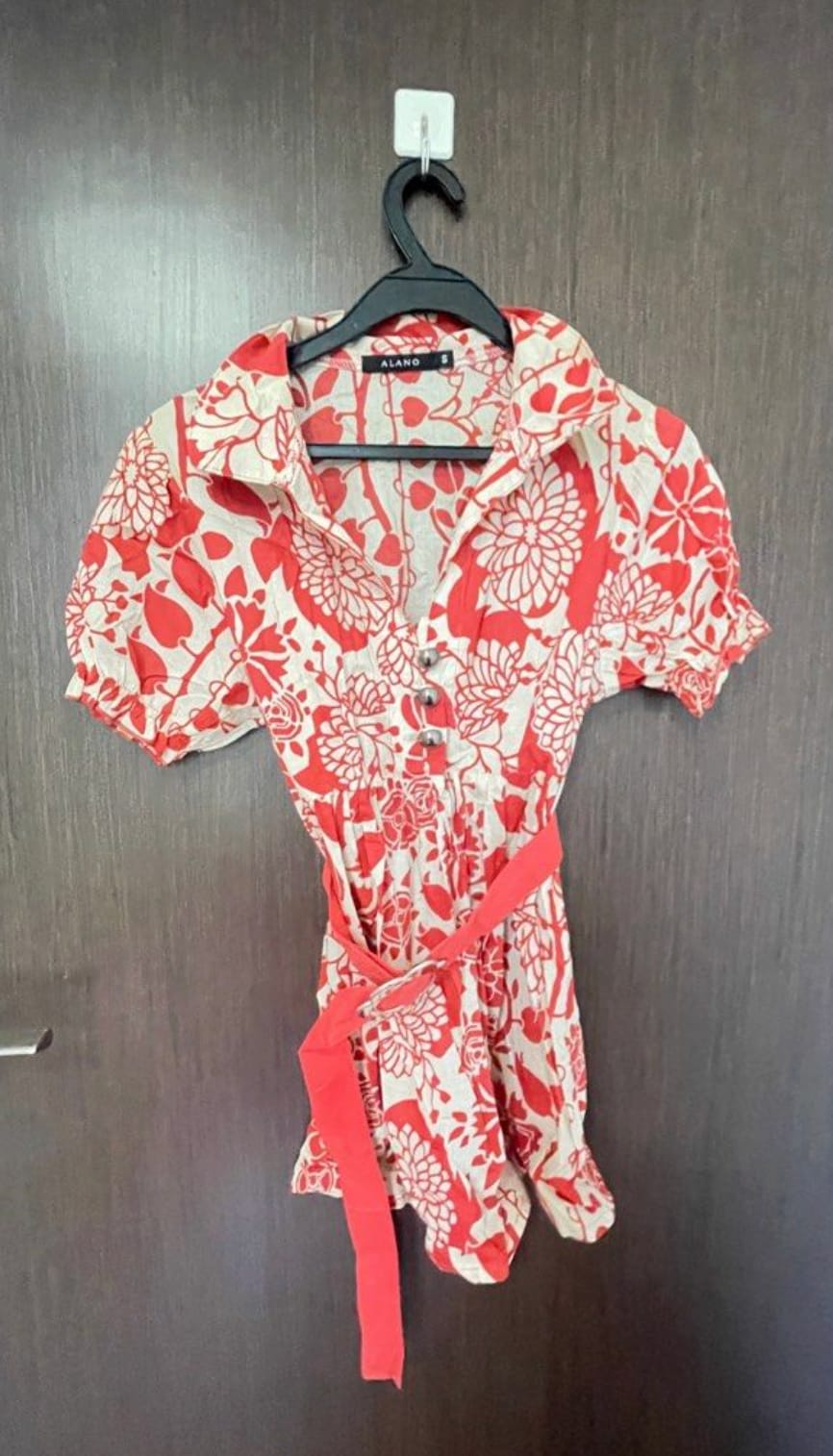 Floral Puff Sleeve Mini Dress with Tie