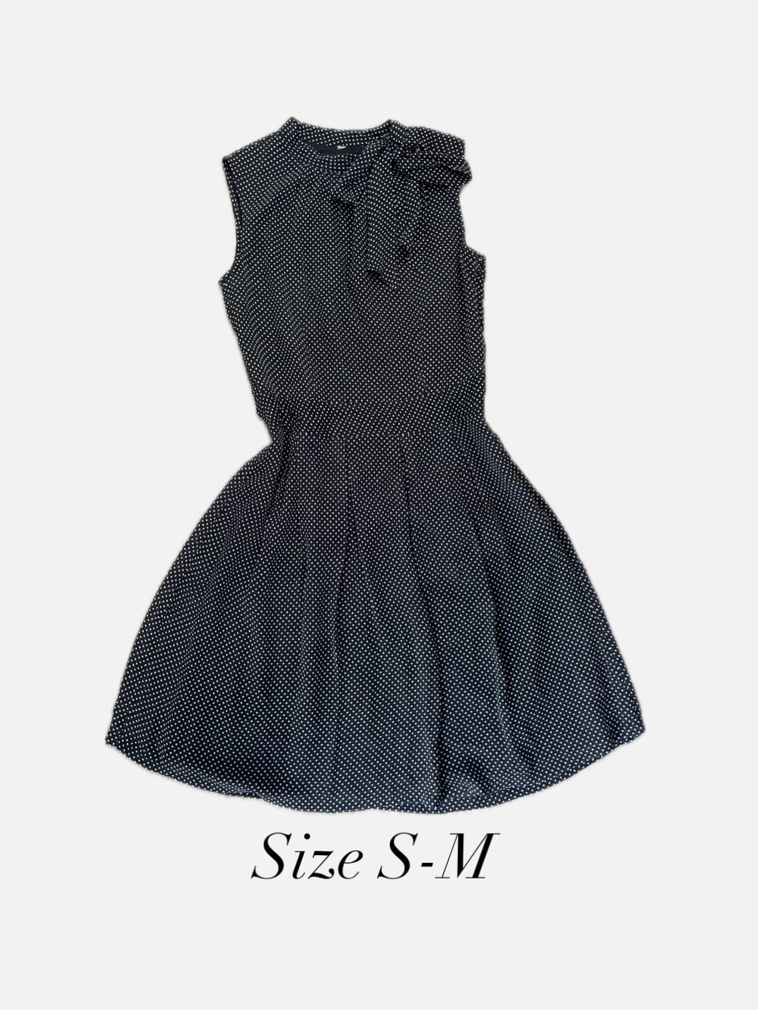 Polka Dot Fit & Flare Dress w/ Cute Bow (S-M)