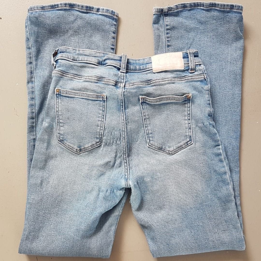 Retro ZARA Denim Jeans, Cool FLARE Bottoms, EU 40, USA 8, MEX 30, Stretchable High Waist - Photo 8