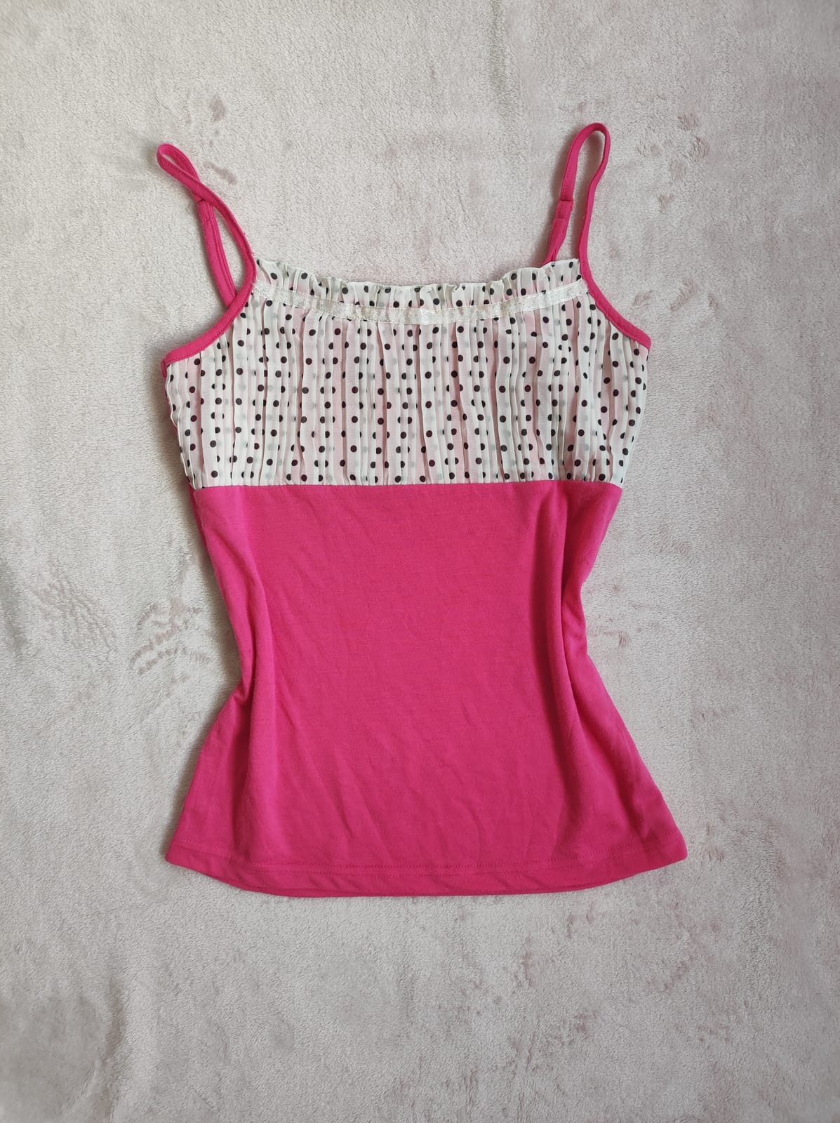 Cute Barbiecore Pink Polka Dot Camisole Top