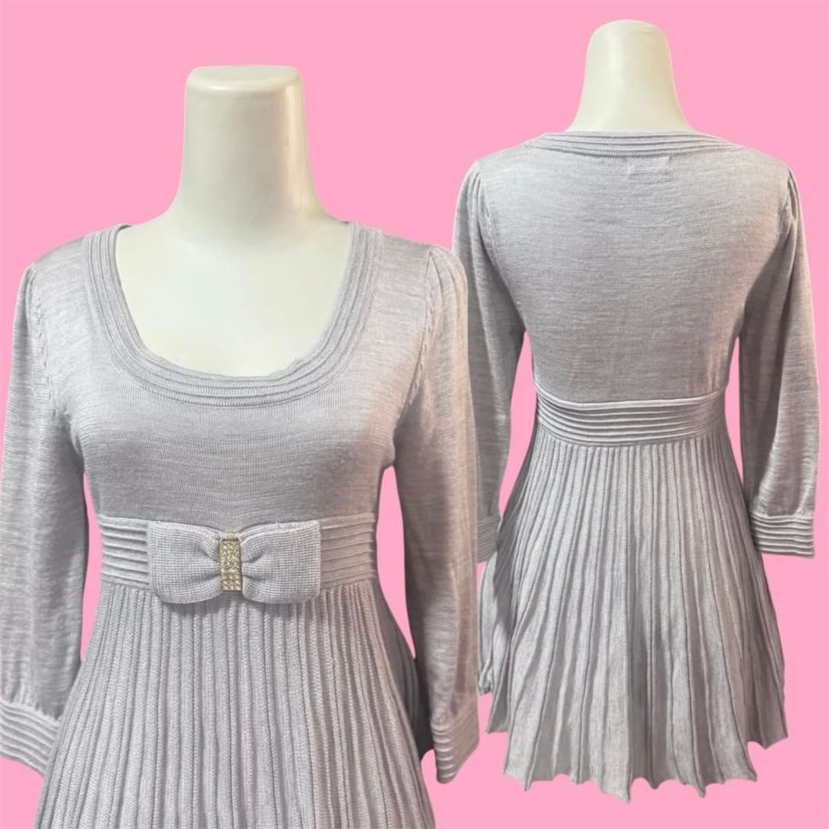 TRUDEA ✨ Gyaru Babydoll Knitted Dress w/ Bow Detail ✨ - Photo 2