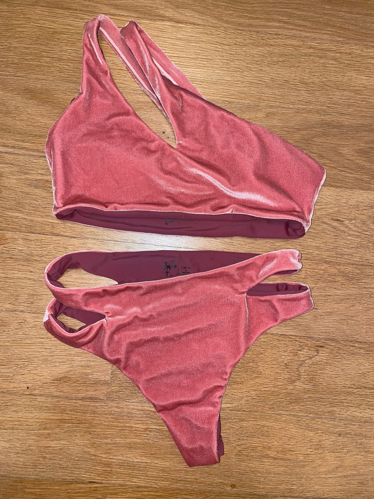 Cute Velvet Pink Bikini Set