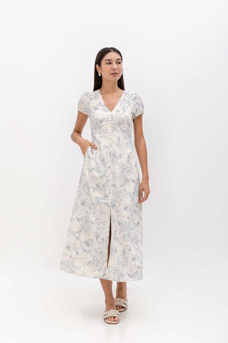 Love and Bravery Leyla Floral Printed Puff Sleeve Midi Dress - Photo 2
