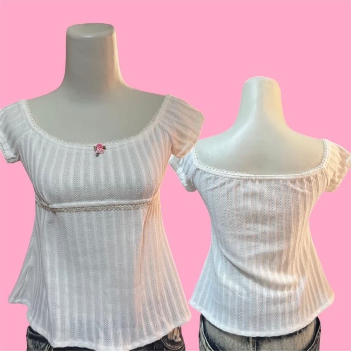 Coquette Cottagecore White Lace Babydoll Top - Photo 2